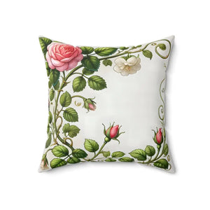 Pink Rose Vine Spun Polyester Square Pillow - Dipaliz - 18’’ × - Throw Pillows