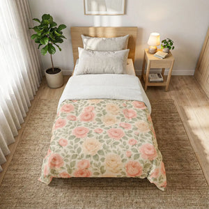 Soft Cotton Comforter - Pink Roses Eco-friendly Gift - Dipaliz - Home Decor