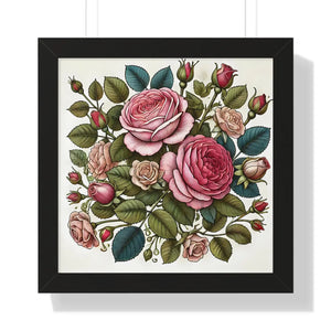 Framed Vertical Poster Pink Roses Archive Paper - Dipaliz - Posters