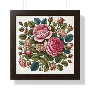 Framed Vertical Poster Pink Roses Archive Paper - Dipaliz - Posters