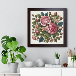 Framed Vertical Poster Pink Roses Archive Paper - Dipaliz - Posters