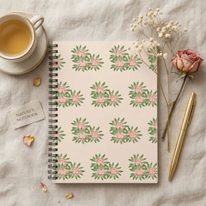 Dipaliz pink roses spiral notebook ruled line 7x9 inch - notebooks & notepads