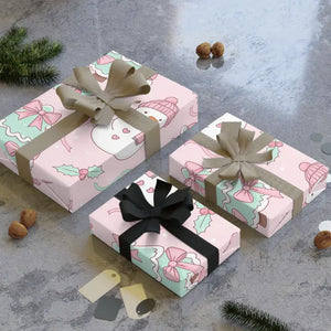 Snowman Gift Wrap Pink Holiday Paper - Dipaliz - Wrapping