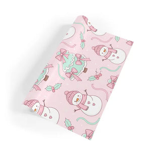 Snowman Gift Wrap Pink Holiday Paper - Dipaliz - Wrapping