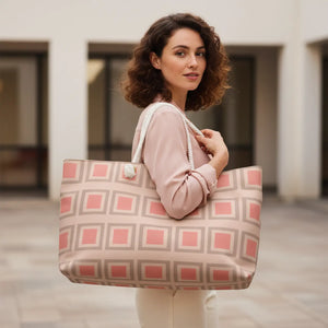 Pink Squares Polyester Weekender Bag – Oversized - Dipaliz - Luggage & Bags