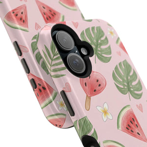 Pink Watermelon Pattern Phone Case, Impact‑resistant Magnetic Protective Cover - Mobile Cases