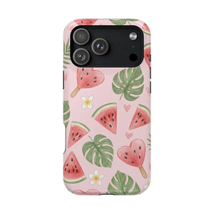 Pink Watermelon Pattern Phone Case, Impact‑resistant Magnetic Protective Cover - Mobile Cases