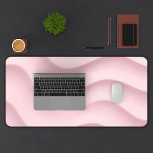 Pastel Pink Wave Desk Mat - Neoprene Office Gift - Dipaliz - Mouse Pads