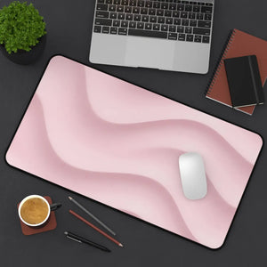 Pastel Pink Wave Desk Mat - Neoprene Office Gift - Dipaliz - Mouse Pads