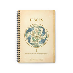 Pisces Spiral Notebook, Astrological Journal with ?Dreaming in Tides’ Design - Journals