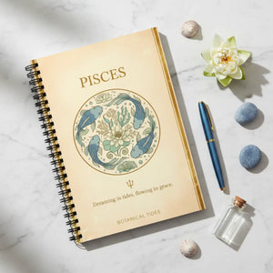 Pisces Spiral Notebook, Astrological Journal with ?Dreaming in Tides’ Design - Journals