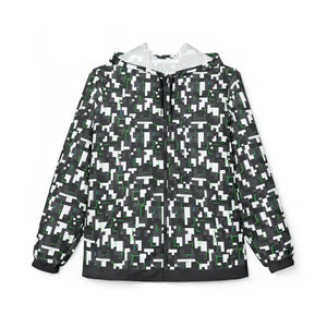 Outerwear - Pixel Camo Windbreaker Jacket Black Green Hooded - Dipaliz