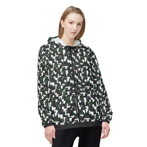 Outerwear - Pixel Camo Windbreaker Jacket Black Green Hooded - Dipaliz