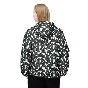 Outerwear - Pixel Camo Windbreaker Jacket Black Green Hooded - Dipaliz