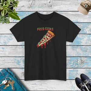 Pizza Goals Heavy Cotton Tee Unisex Tear-away Label - Dipaliz - Black / s - T-shirts