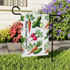 Home Grown Vegetables Banner Poly Poplin Canvas Garden Flag - Dipaliz - 12’’ × 18’’ - Flags & Windsocks