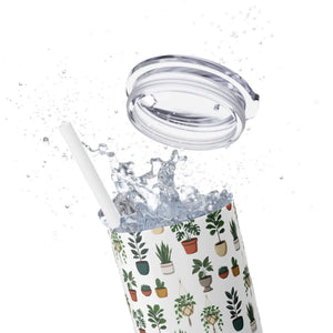 Plant Lover Skinny Tumbler 20oz – Personalized Succulent Pattern with Straw - Tumblers