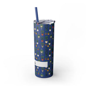 Plant Lover Skinny Tumbler 20oz – Personalized Succulent Pattern with Straw - Tumblers