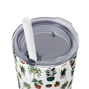 Plant Lover Skinny Tumbler 20oz – Personalized Succulent Pattern with Straw - Tumblers