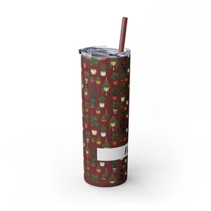 Plant Lover Skinny Tumbler 20oz – Personalized Succulent Pattern with Straw - Tumblers