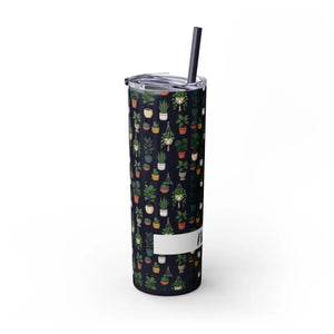 Plant Lover Skinny Tumbler 20oz – Personalized Succulent Pattern with Straw - Tumblers