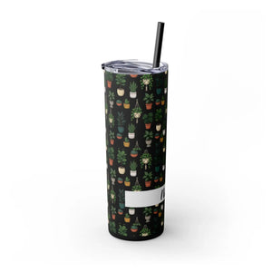 Plant Lover Skinny Tumbler 20oz – Personalized Succulent Pattern with Straw - Tumblers