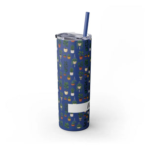Plant Lover Skinny Tumbler 20oz – Personalized Succulent Pattern with Straw - Tumblers