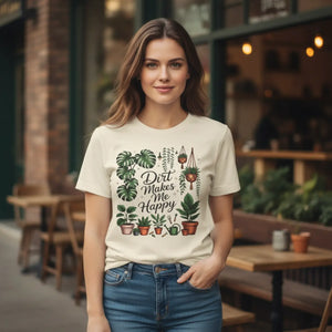 Plant Lover T-shirt, ?Dirt Makes me Happy’ Gardeners Tee - T-shirts - l