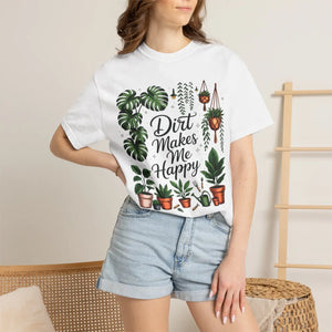 Plant Lover T-shirt, ?Dirt Makes me Happy’ Gardeners Tee - T-shirts - l