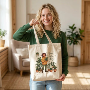 Plant Lover Tote Bag, ?Born to Grow Plants’ Cotton Canvas Reusable Shopper - Bags
