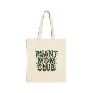 DipaliZ 12 oz canvas tote with houseplant badge art — canvas texture close-up