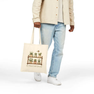 Plant Shelf Canvas Tote, ?Be Patient with Yourself” Succulent Garden Bag - Bags