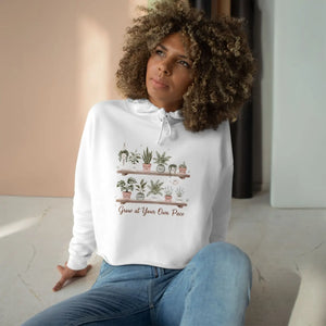 Plant Shelf Crop Hoodie – ?Grow at your Own Pace” Cozy Casual Top for Lovers - Hoodies - s