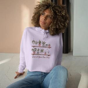 Plant Shelf Crop Hoodie – ?Grow at your Own Pace” Cozy Casual Top for Lovers - Hoodies - s
