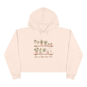 Plant Shelf Crop Hoodie – ?Grow at your Own Pace” Cozy Casual Top for Lovers - Hoodies - s