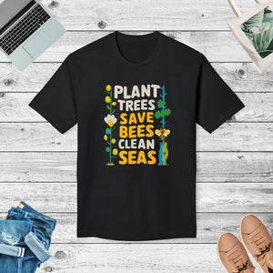 Plant Trees Save Bees T-shirt - Celebrate Earth Day - Dipaliz - Black / s - T-shirts