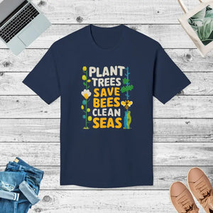 Plant Trees Save Bees T-shirt - Celebrate Earth Day - Dipaliz - Dark Navy / s - T-shirts