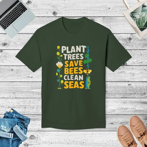 Plant Trees Save Bees T-shirt - Celebrate Earth Day - Dipaliz - Hunter Green / s - T-shirts