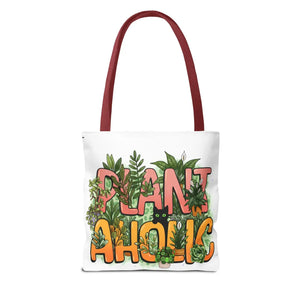 Plant Aholic all-over print tote bag by DipaliZ — artwork close-up