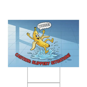 Yard Sign - Slippery Situation Banana Plastic Design - Dipaliz - Home Decor
