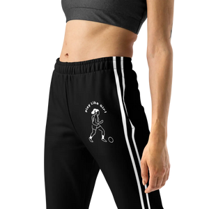 Play Like a Girl Women’s Black Soccer Joggers | Double White Stripe Track Pants - s
