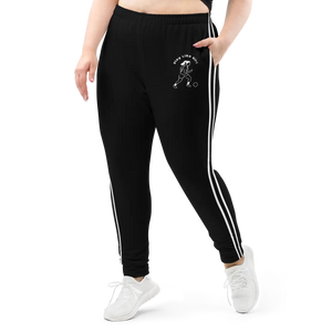 Play Like a Girl Women’s Black Soccer Joggers | Double White Stripe Track Pants - s