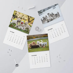 Wire Coil Binding Puppy Wall Calendar - Writable Grids - Dipaliz - Calendars