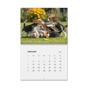 Wire Coil Binding Puppy Wall Calendar - Writable Grids - Dipaliz - Calendars