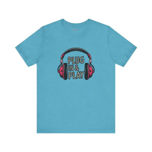 Unisex Jersey Short Sleeve Tee Headphones Print - Dipaliz - Heather Aqua / s - T-shirts