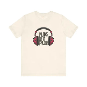 Unisex Jersey Short Sleeve Tee Headphones Print - Dipaliz - Natural / s - T-shirts