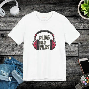 Unisex Jersey Short Sleeve Tee Headphones Print - Dipaliz - White / s - T-shirts