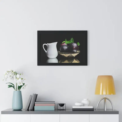 Plumazing Fresh Plum Fruits Framed Poster for Home Decor