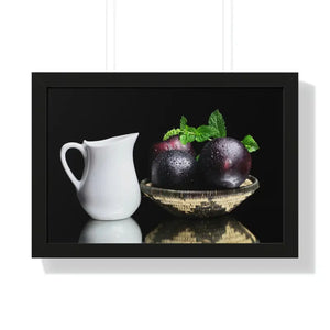 Fresh Plum Fruits Framed Horizontal Poster - Vibrant Wall Art - Dipaliz - 24″ x 16″ / Black - Posters Prints & Visual