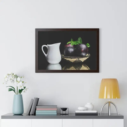 Plumazing Fresh Plum Fruits Framed Poster for Home Decor